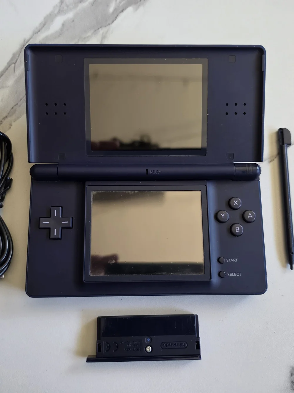 Nintendo Ds Lite In Navy Blue With Charger And Stylus